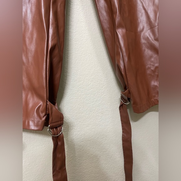 Brown faux leather pants - Picture 2 of 5